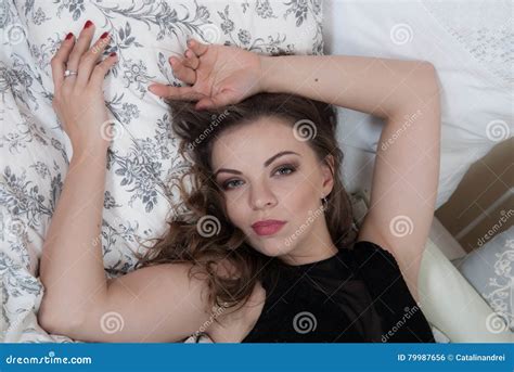 Girl Blonde In Black Lingerie Stock Photo Image Of Glamour Lady