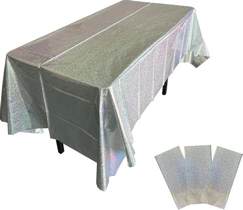 Amazon Pack Iridescent Plastic Tablecloths Silver Iridescent