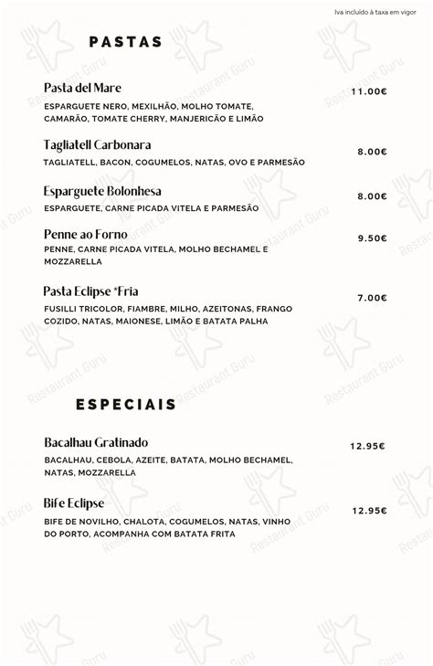 Menu at Sónia Patricia Rodrigues Tiago restaurant Bucelas