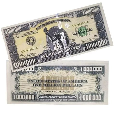 Wholesale United States One Million Dollars Banknotes Statue Of Liberty