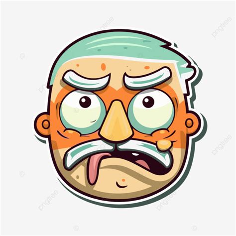 Kartun Orang Tua Sedih Dalam Clipart Kumis Vektor Desain Stiker Dengan