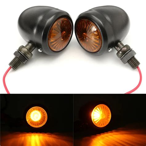 1 Pair 12V Metal Motorbike Turn Signal Light Indicator Light Retro