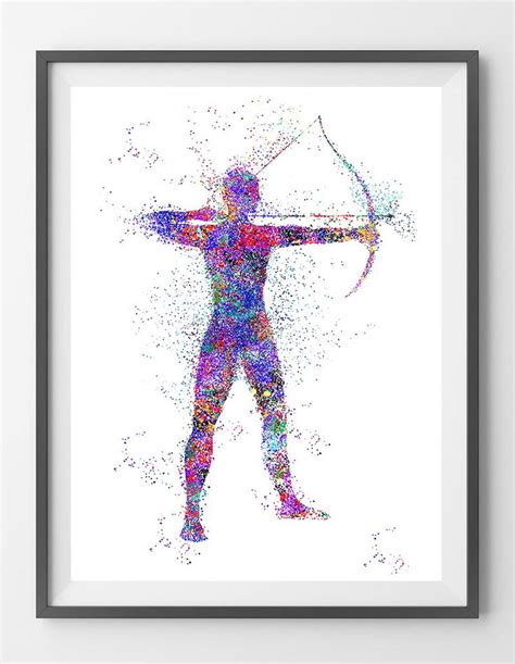 Archery Watercolor Print Archer Man Illustration Wall Art T Etsy