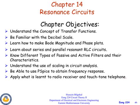 Chapter Resonance Circuits Chapter Objectives