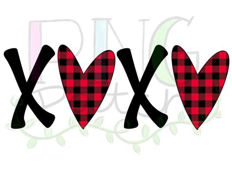 Valentine S Day Buffalo Plaid Red XO XO PNG Digital Etsy