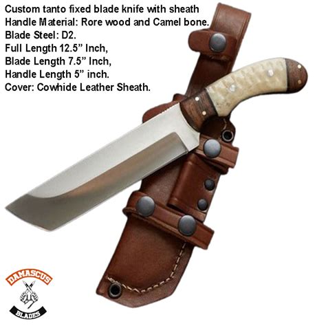 Custom tanto fixed blade | Ultra Sharp D2 Steel Hunting Knife 2024