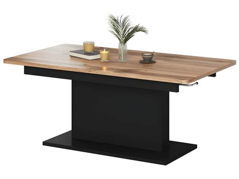 Table Extensible Et R Glable En Hauteur Noire Et Aspect Ch Ne Allan