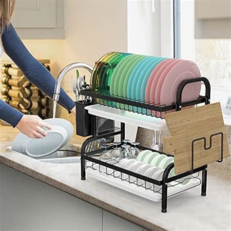 Astoryou Dish Drying Rack 2 Tier Dish Racks For Kitchen Counter Rust