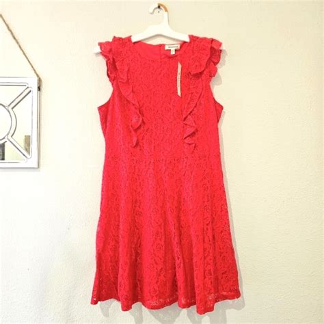 Monteau Dresses New Monteau Red Coral Lace Dress Poshmark