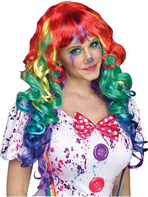 Rainbow Clown Wig With Bangs For Women Clown Wig Clown Costume Women Rainbow Wig