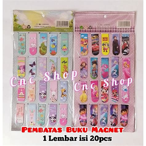 Jual Pembatas Buku Magnet Kartun Lucu 1Lembar Isi 20pcs Hologram Murah