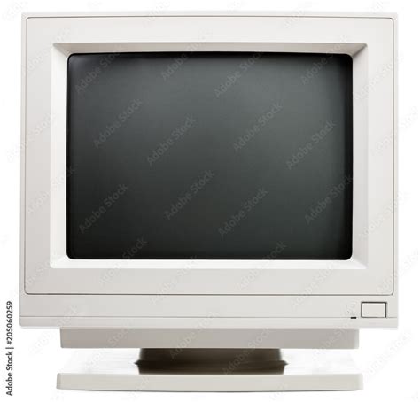 Old Crt Computer Monitor Isolated On White Stock Photo Adobe Stock