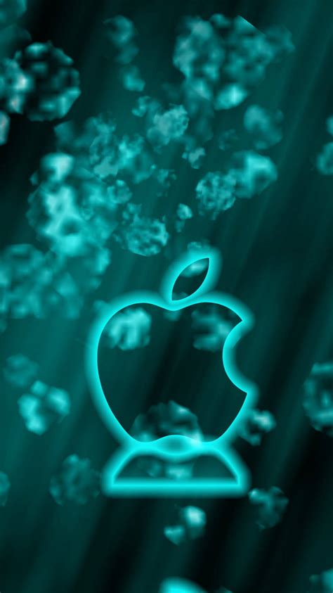 Download Blueish Green Apple Logo Iphone Wallpaper