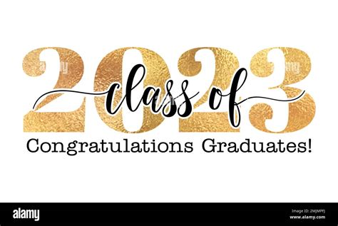 Class Of 2023 Congratulations Graduates Typography Black Text Isolated White Background