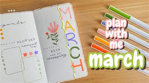 March Bullet Journal Setup Plan With Me Happy Plants Theme YouTube