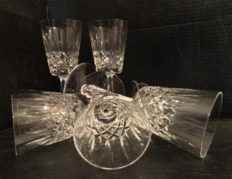 Vintage Galway Crystal Clifden Set Of 6 Red Wine Goblets Cut Plain Base Ireland Discontinued