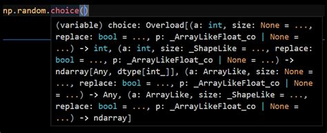 The Help Of Numpy Random Choice Is Not Complete · Issue 2243 · Microsoft Pylance Release · Github