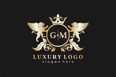 Initial Gm Letter Lion Royal Luxury Logo Template In Vector Art For