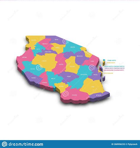 Tanzania Political Map Of Administrative Divisions Cartoon Vector