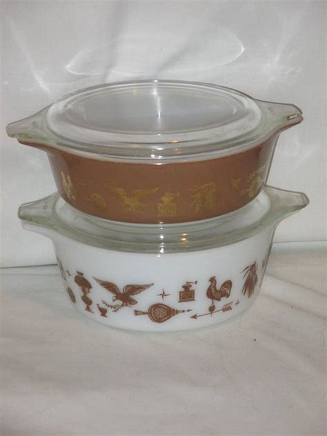 Piece Set Vintage S Pyrex Early American Pint Pint