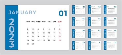 Plantilla De Calendario De Escritorio Mensual Para El A O La