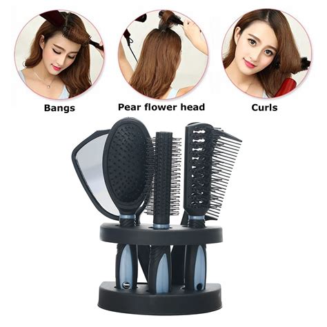 5pcs Hair Brush Comb Set Women Ladies Care Massage With Mirror And