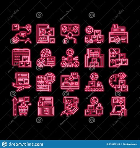 Sales Planning Line Icons Collection Forecasting Strategy Pipeline