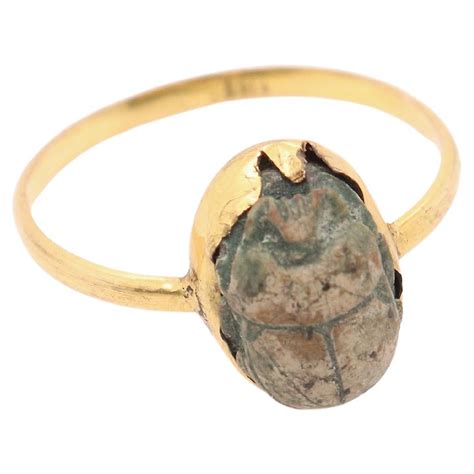 Egyptian Lapis Lazuli Scarab Gold Ring 664 332 Bc At 1stdibs