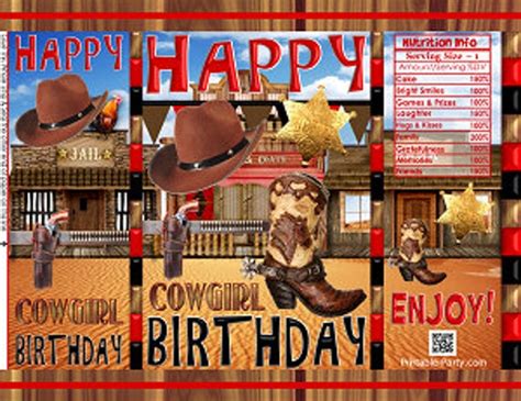 Printable Potato Chip Bags Pdf Happy Birthday Cowgirl Western Wild West Red Black Wood T