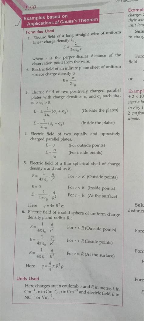 Examples based on Applications of Gauss's Theorem Formulae Used 1. Electr..