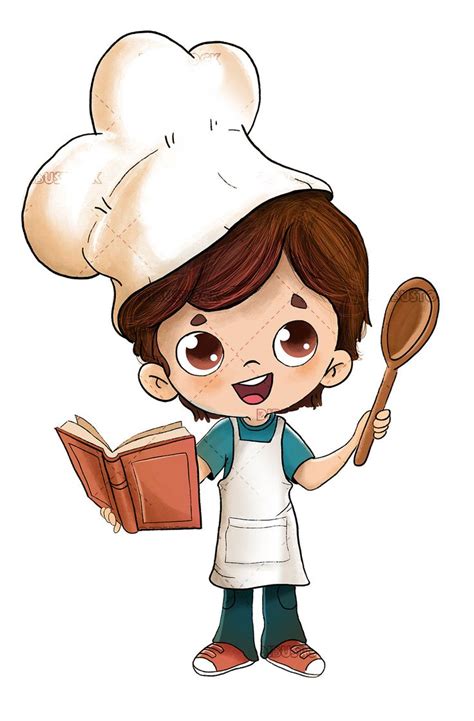 A Cartoon Character Holding A Book And Cooking Utensils