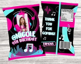 Editable Bundle Party Musical Pack Printable Musical Favor Bag