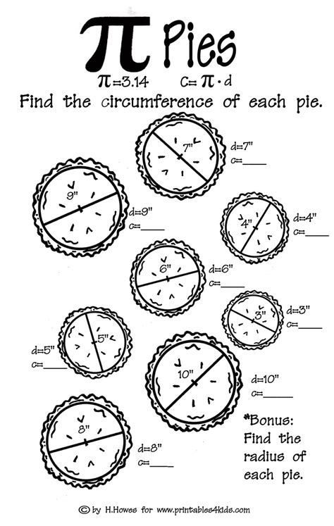 Fun with Math – Pi Pies Worksheet – Printables for Kids – free word ...