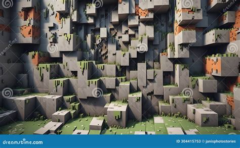 Crumbling Minecraft Wall. Minecraft World Earthquake. Minecraft Texture. Generative AI Stock ...