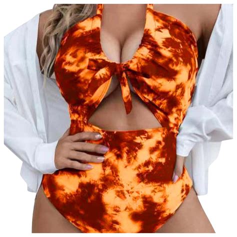 Vbarhmqrt Female Swimsuit Romper Cover Ups Women Large Swimsuit Neck Strap Briefs Backless Sexy