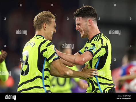 London Uk 21st Aug 2023 Martin Odegaard And Declan Rice Of Arsenal