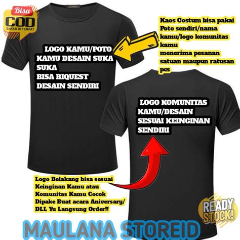 Jual Baju Kaos Costum Dewasa Sablon Dtf Bebas Desain T Shirt Kaos