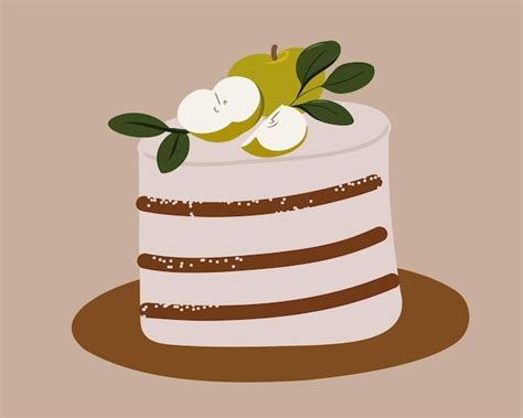 Premium Vector | Homemade cake with apple decoration