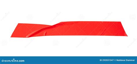 Red Scotch Tape Or Adhesive Vinyl Tape In Stripe Isolated On White