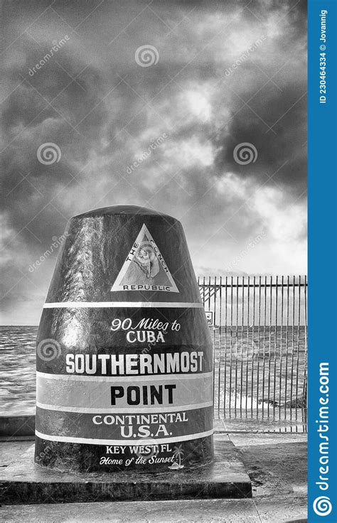 Key West Florida Buoy Sign Marking The Southernmost Point On The