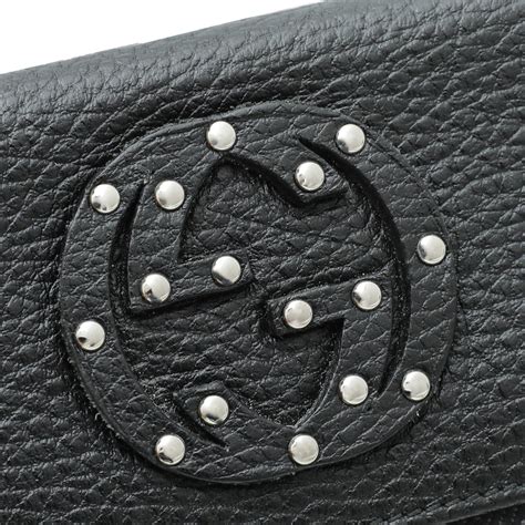 Gucci Black Studded Interlocking G Continental Wallet The Closet