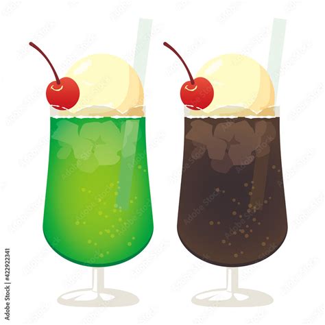 クリームソーダ・コーラフロートのイラストセット Stock Vector Adobe Stock