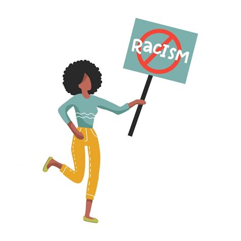 Premium Vector Afro American Woman Holding No Racism Sign