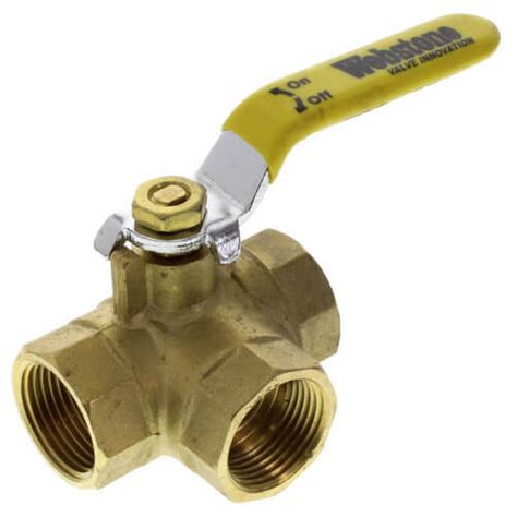 40643 Webstone 40643 3 4 Threaded 3 Way Full Port Brass Ball Valve