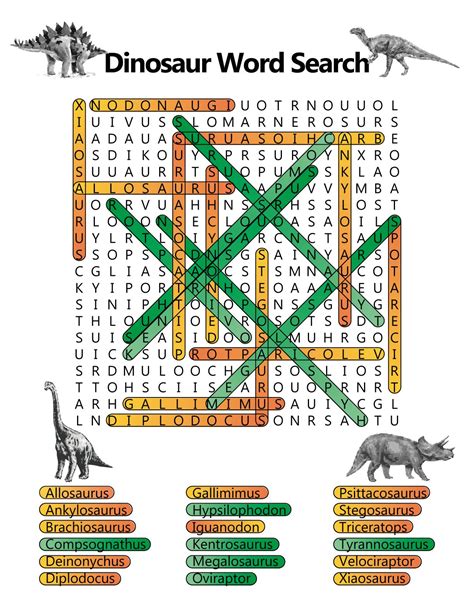 Dinosaur Word Search Printable