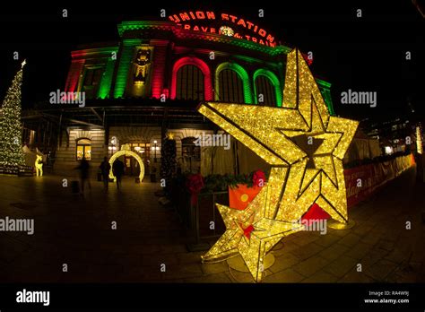 Union Station Holiday Lights at night Stock Photo - Alamy