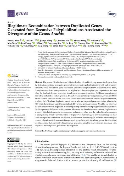 Pdf Illegitimate Recombination Between Duplicated Genes Generated