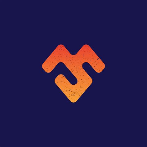 Abstract Initial Letter As Logo In Orange Color Isolated In Dark Blue