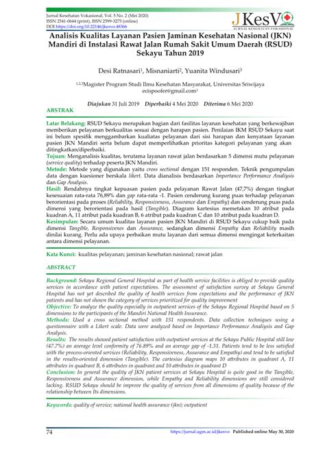 PDF Analisis Kualitas Layanan Pasien Jaminan Kesehatan Nasional JKN