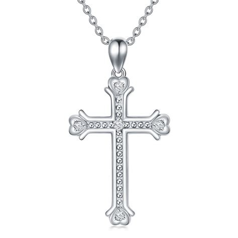 SISGEM Christmas Gifts for Women 14k White Gold Plated Cross Necklace ...